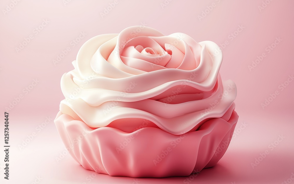 delicate dessert arranged in the shape of a blooming rose, served on a pastel background delicate dessert arranged in the shape of a blooming rose, served on a pastel background