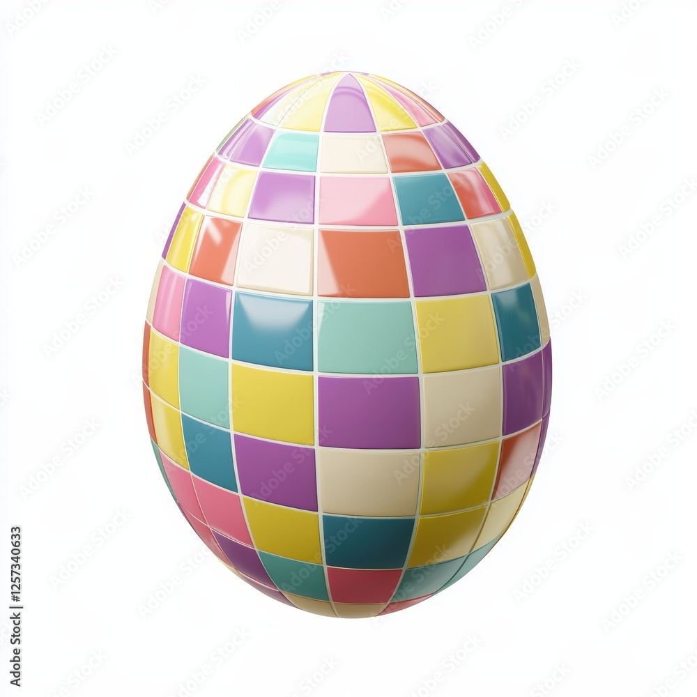 festive Easter egg with a checkered pattern in bright spring colors, isolated on white. festive Easter egg with a checkered pattern in bright spring colors, isolated on white.