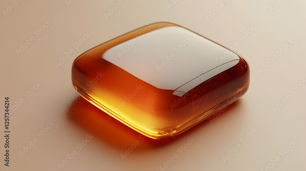 3D Render Amber Square Glossy Surface Illustration 3D Render Amber Square Glossy Surface Illustration