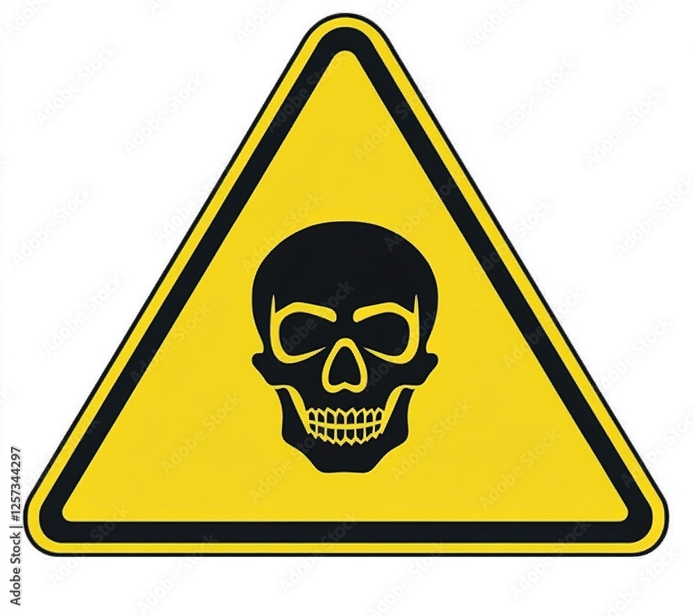 Danger sign with skull. Toxic electricity or chemical Warning icon.