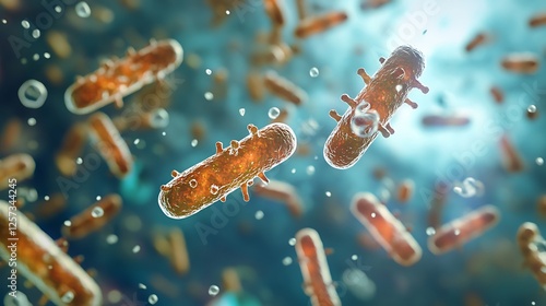 Microscopic World: A 3D Render of Bacteria photo