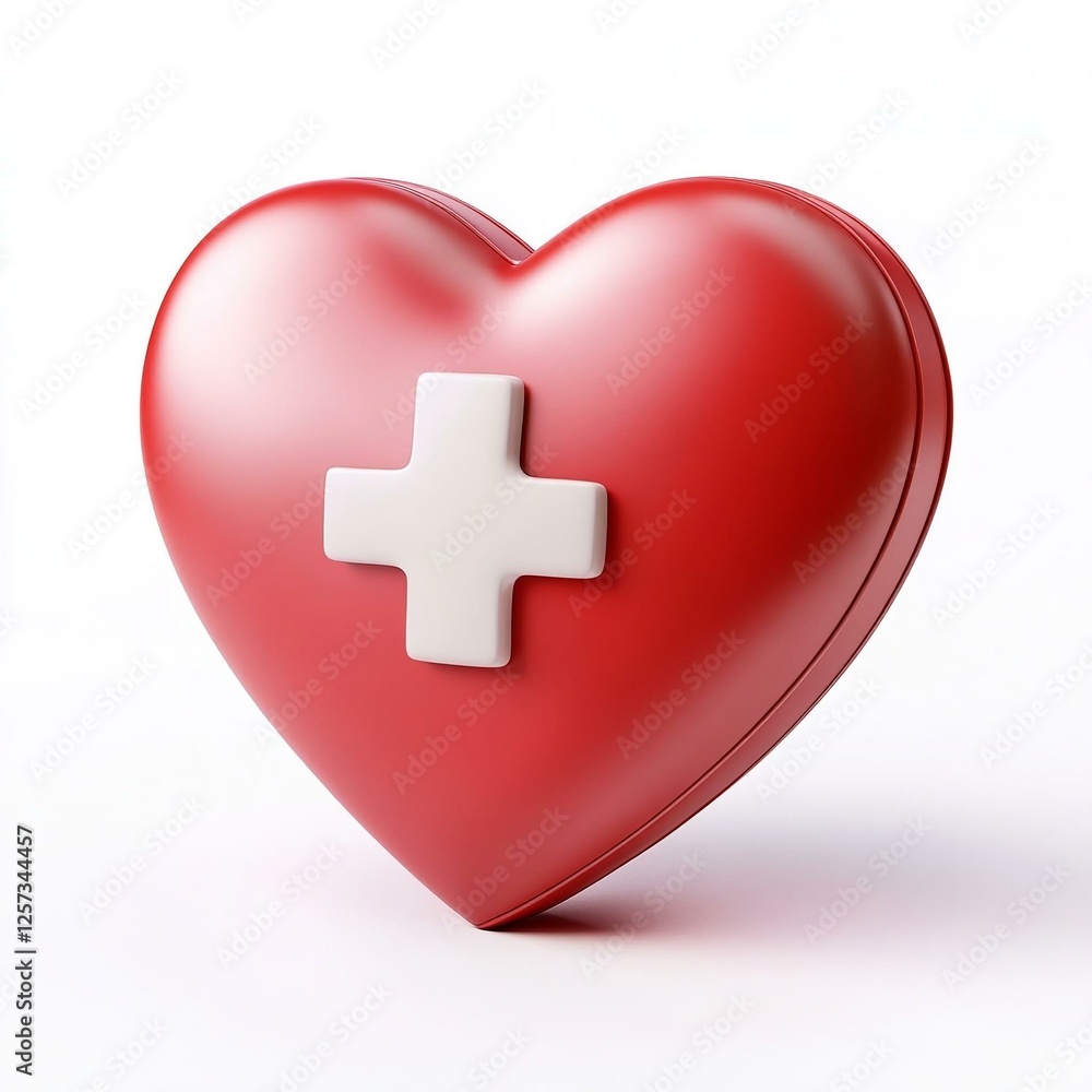 Obraz premium 3d icon of hospital heart health care and medical concept