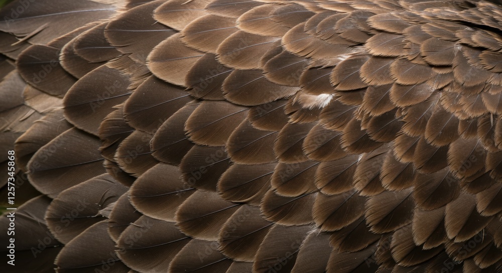 Obraz premium Close-up of brown bird feathers in natural patterned texture