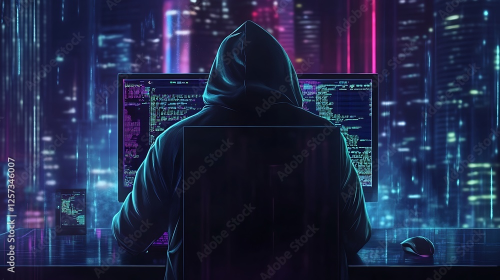 Cyberpunk Hacker Night Cityscape Digital Art Cyberpunk Hacker Night Cityscape Digital Art