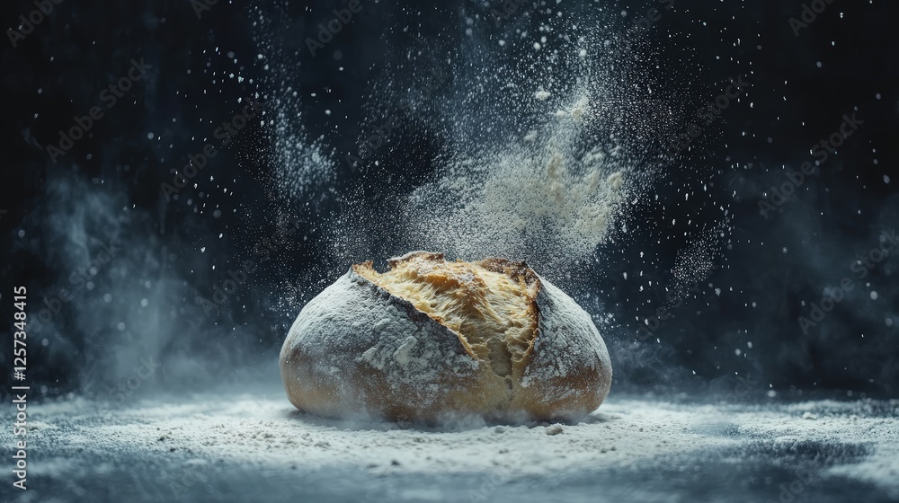Fototapeta premium Artisan sourdough bread with flour-dusted crusts