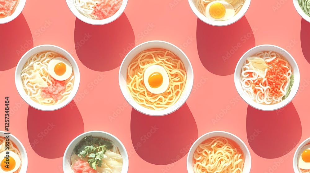 Stylized ramen bowl with steam rising, capturing the essence of Asian street food culture, ideal for posters, branding, and food blogs, graphic novel style Stylized ramen bowl with steam rising, capturing the essence of Asian street food culture, ideal for posters, branding, and food blogs, graphic novel style