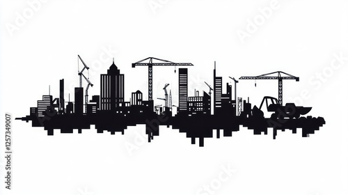 Silhouette of a city under construction photo