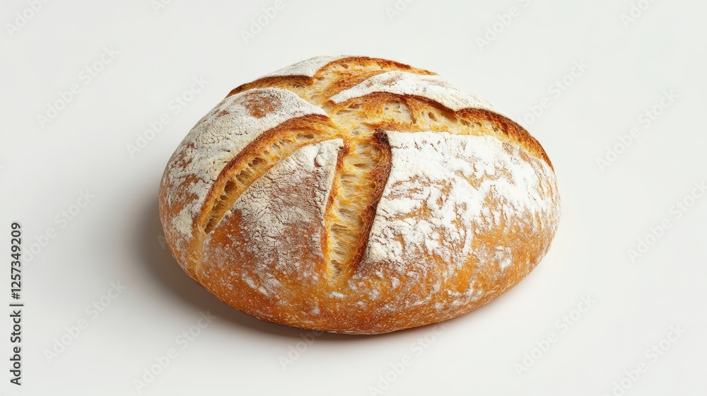 Artisan sourdough bread with flour-dusted crusts Artisan sourdough bread with flour-dusted crusts