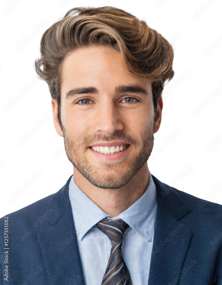 Portrait of only one Man. White Background. Portrait of only one Man. White Background.