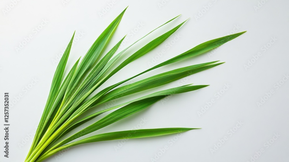 Bunch of vibrant green leaves arranged on a white background Bunch of vibrant green leaves arranged on a white background