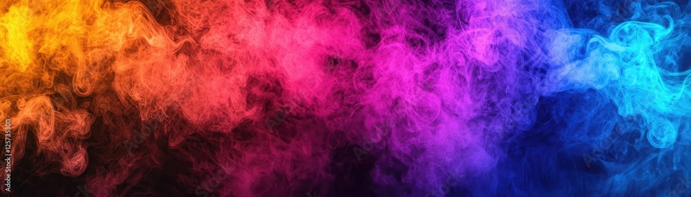 Obraz premium Colorful smoke swirls, dark background, abstract art, design element