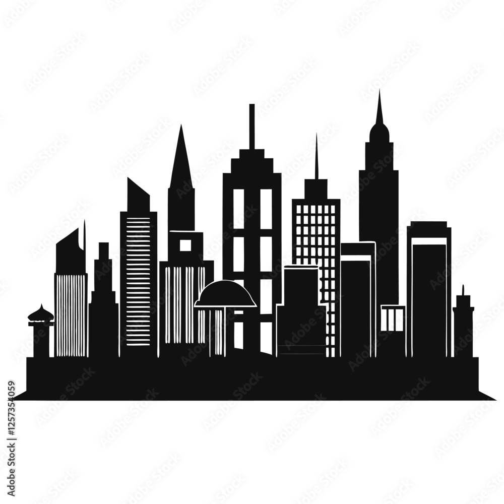 Naklejka premium city silhouette vector set panorama city on white background