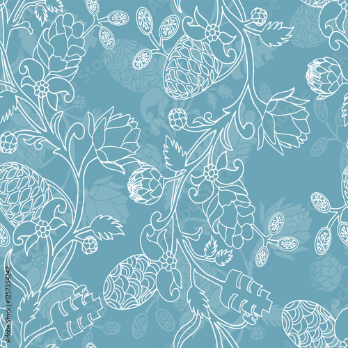 Accent Wall Design Artichokes and acorns botanical character and charm.
