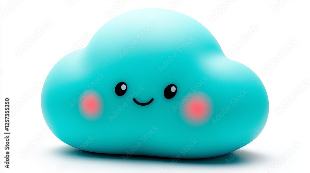 A cheerful blue cartoon cloud with smiling eyes and rosy cheeks. A cheerful blue cartoon cloud with smiling eyes and rosy cheeks.