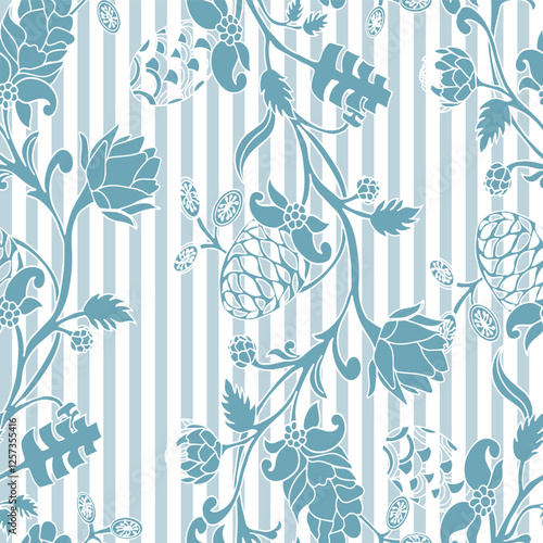 Accent Wall Design Artichokes and acorns botanical character and charm.
