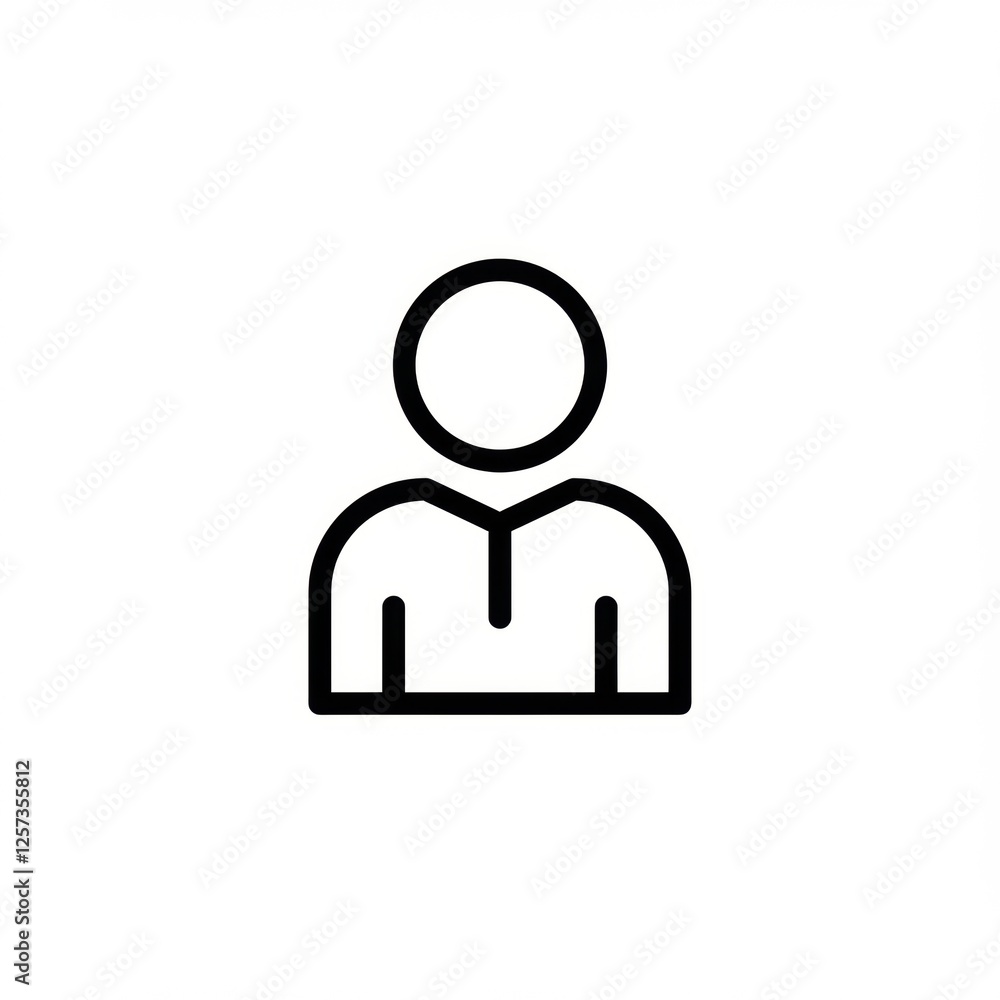 Minimalist user icon: simple line drawing of a person silhouette on white background Minimalist user icon: simple line drawing of a person silhouette on white background