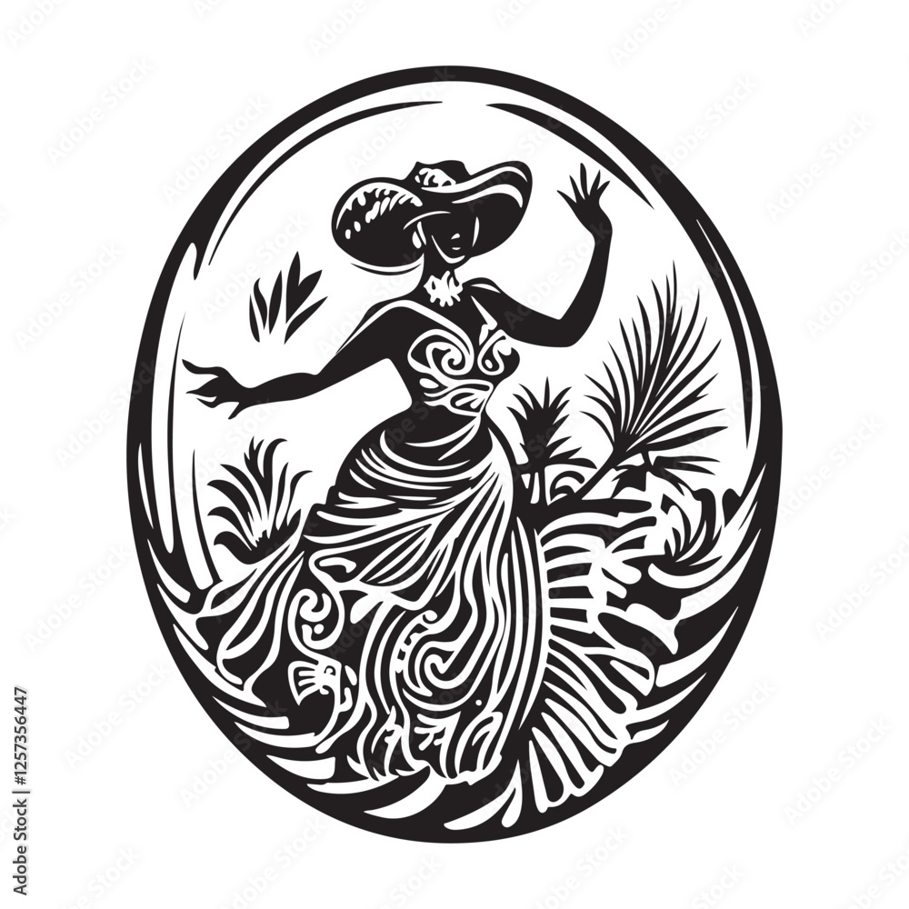 Salsa Dancer Elegant Motion Circle Logo Design Vector Illustration on white background. Salsa Dancer Elegant Motion Circle Logo Design Vector Illustration on white background.