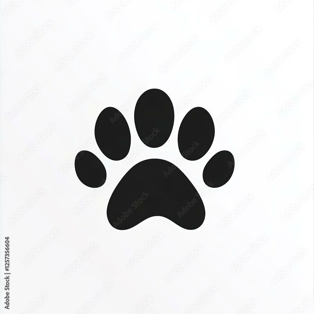 Black paw print illustration on a white background