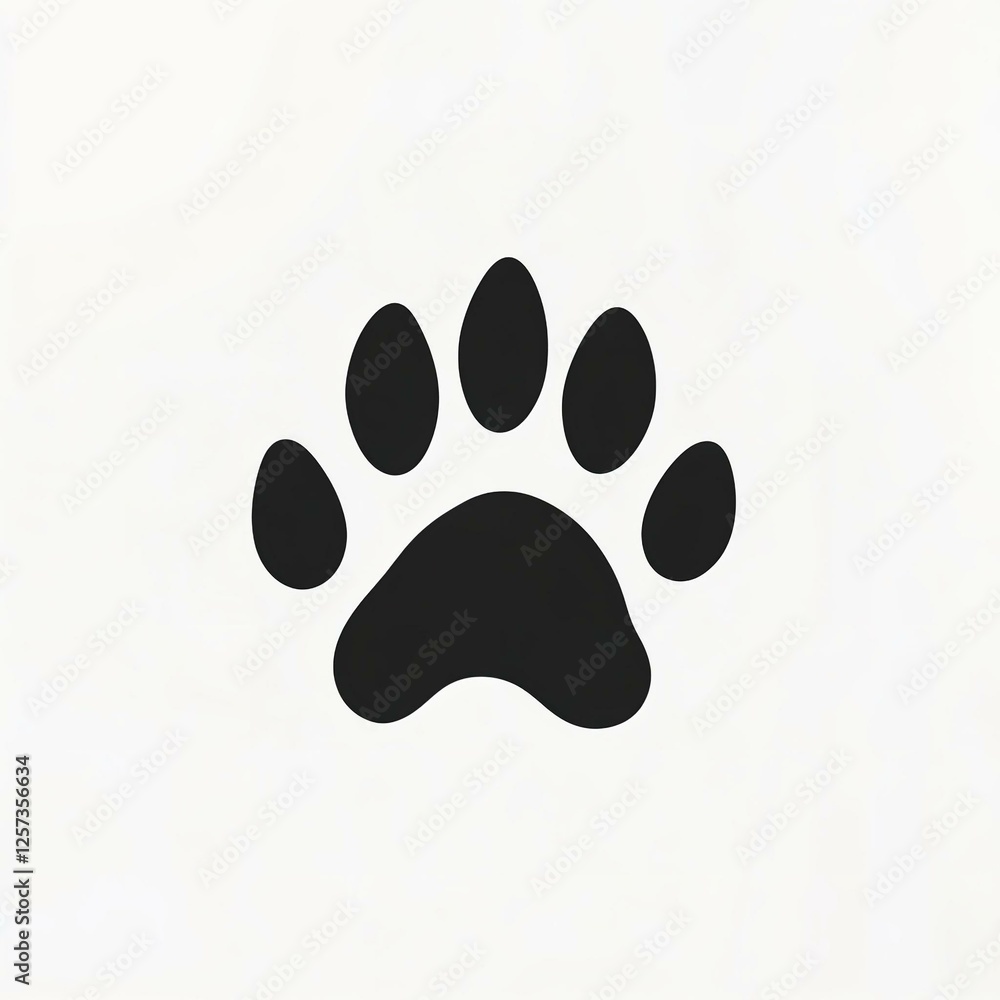 Black paw print illustration on a white background Black paw print illustration on a white background