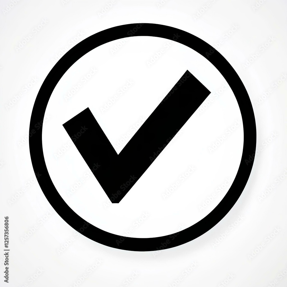 Black checkmark icon on white background. Black checkmark icon on white background.
