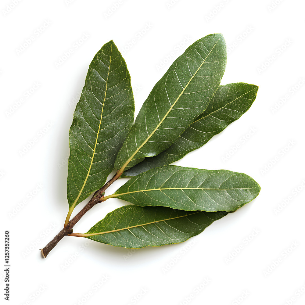 Obraz premium Green leaves on a white background