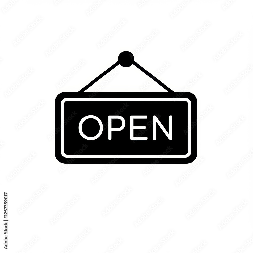 Minimalist open sign icon for retail shops and businesses Minimalist open sign icon for retail shops and businesses