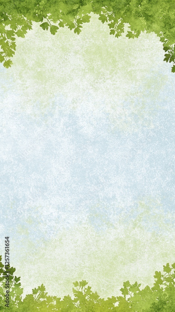 Green leaves frame, sky background, nature design, spring card Green leaves frame, sky background, nature design, spring card