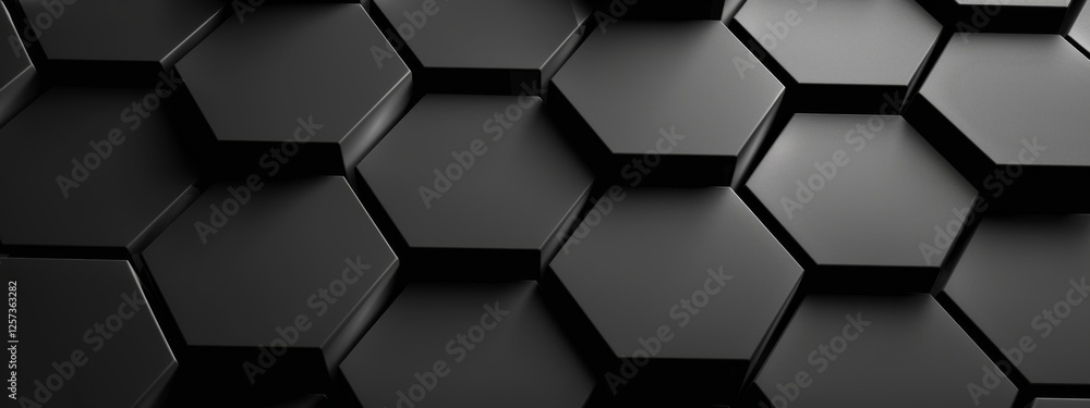 Black background with hexagons for design, banner template. White space in the center of the page for text. Geometric pattern wallpaper with copy space. Black background with hexagons for design, banner template. White space in the center of the page for text. Geometric pattern wallpaper with copy space.