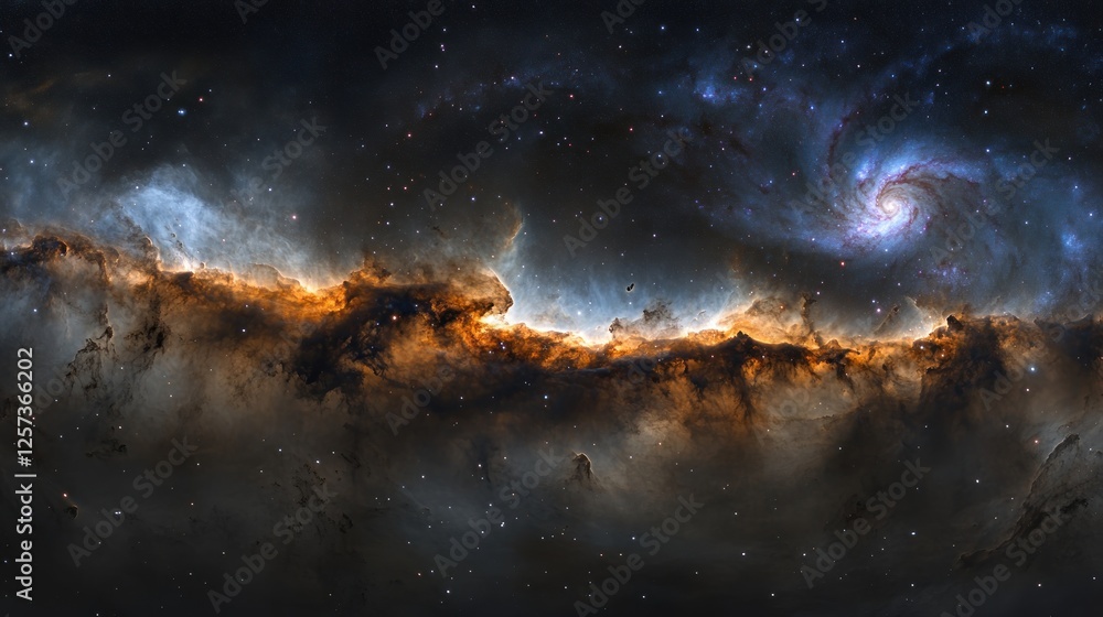 Cosmic Nebula Spiral Galaxy and Stellar Clouds Cosmic Nebula Spiral Galaxy and Stellar Clouds