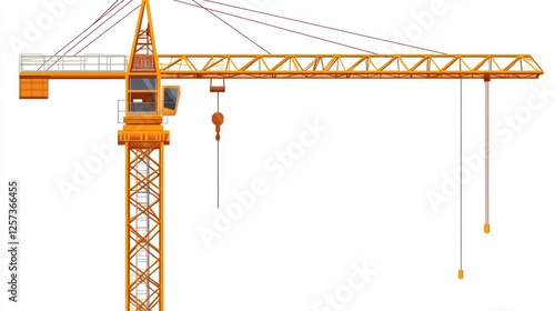 Construction Crane Illustration, Engineering, Equipment, Isolated, Ready for Work, Vector Graphic, Ideal for Construction Projects, Background, Flat Design photo