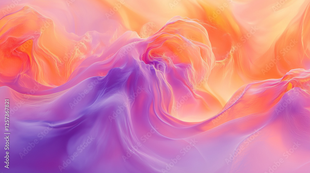 Obraz premium A soft abstract background blending orange and purple clouds, creating a dreamy and modern aesthetic
