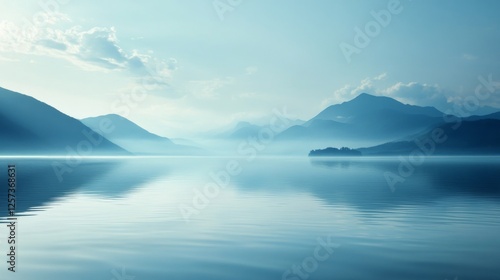 Serene landscape showing mountains reflecting on calm lake waters