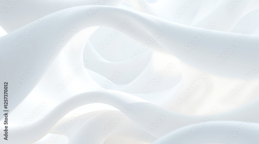 Obraz premium minimal abstract white background with smooth curve, flowing satin waves for backdrop design for product or text over backdrop design