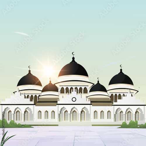 View of the Baiturrahman Mosque in Banda Aceh