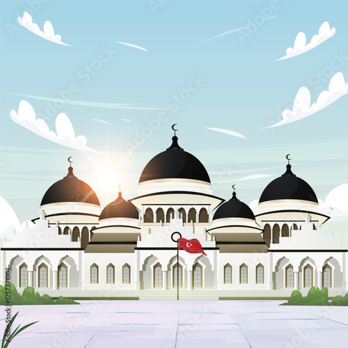 View of the Baiturrahman Mosque in Banda Aceh