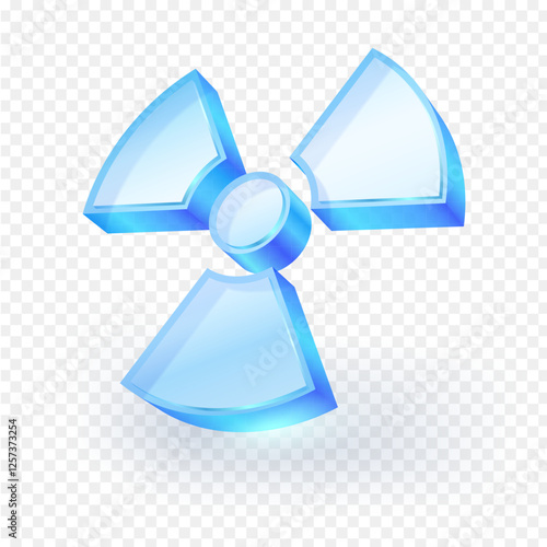 Radioactivity icon circle symbol. 3D Nuclear Energy transparent glass isolated on white background. Vector illustration file.