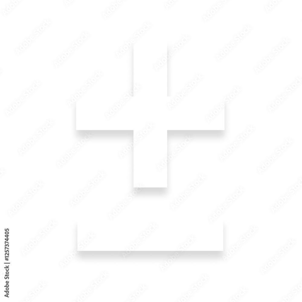 White plus-minus sign with a soft shadow down on transparent background White plus-minus sign with a soft shadow down on transparent background