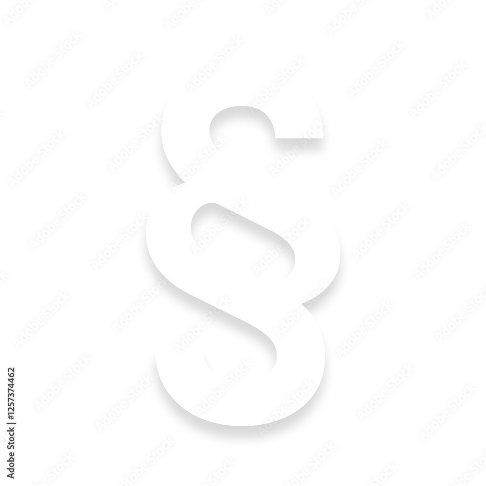 White § section sign with a soft shadow down on transparent background White § section sign with a soft shadow down on transparent background