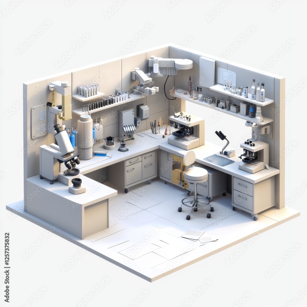 Modern laboratory workspace with equipment, instruments, and organization for scientific research and experiments Modern laboratory workspace with equipment, instruments, and organization for scientific research and experiments