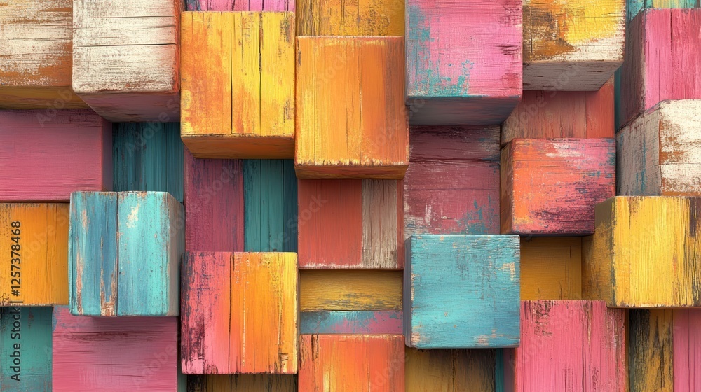 Colorful, rustic wooden blocks texture. Colorful, rustic wooden blocks texture.