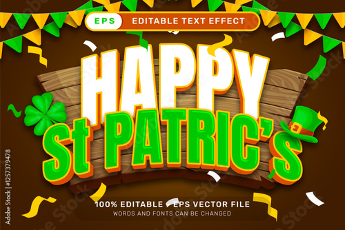 happy st patrick's day 3d text effect and editable text effect whit st patrick's day element