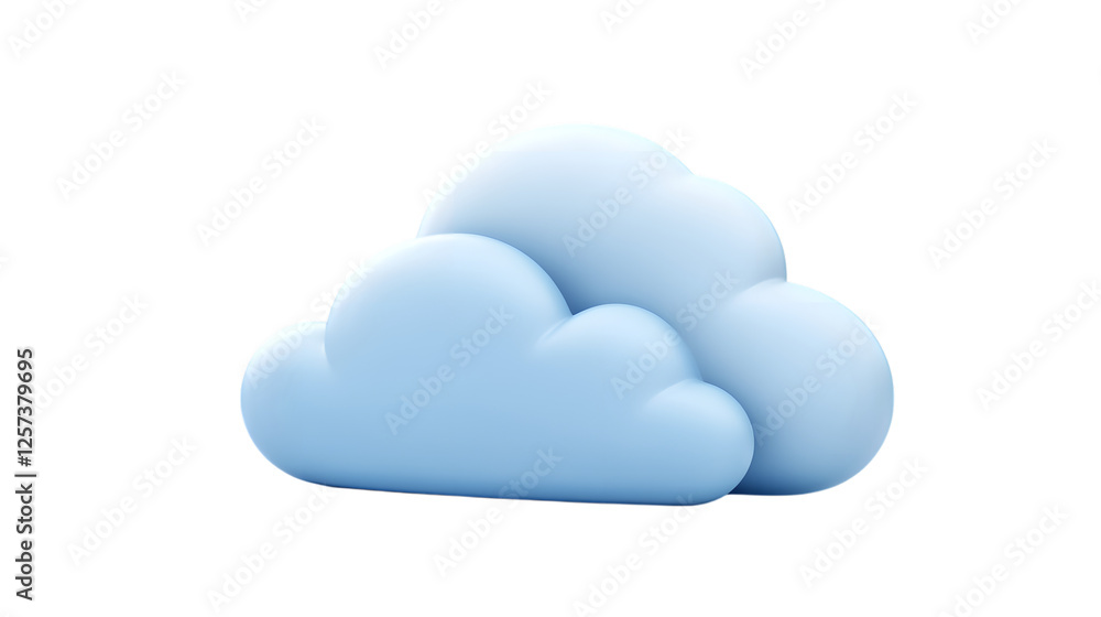 Soft 3D Cloud Icon on White Background Soft 3D Cloud Icon on White Background