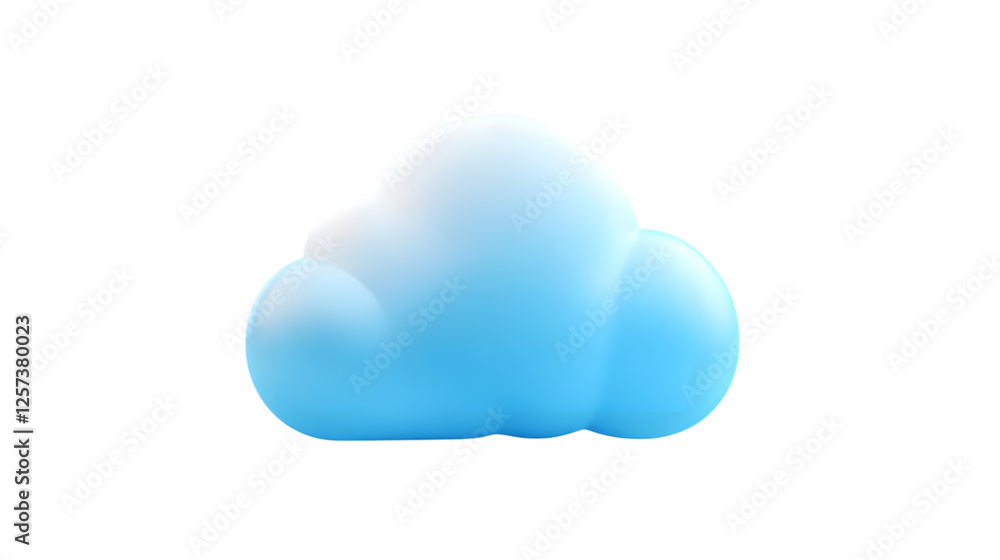 Soft 3D Cloud Icon on White Background Soft 3D Cloud Icon on White Background