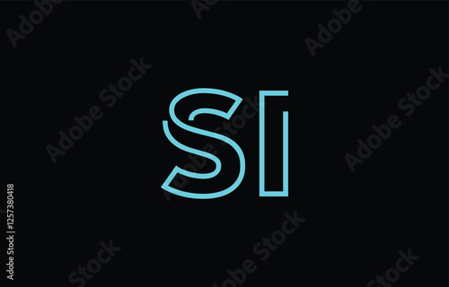 Free Download Illustration of creative typography featuring stylized letters S and I with a minimal blue color theme, suitable for branding and graphic design inspiration. - GFXLoad