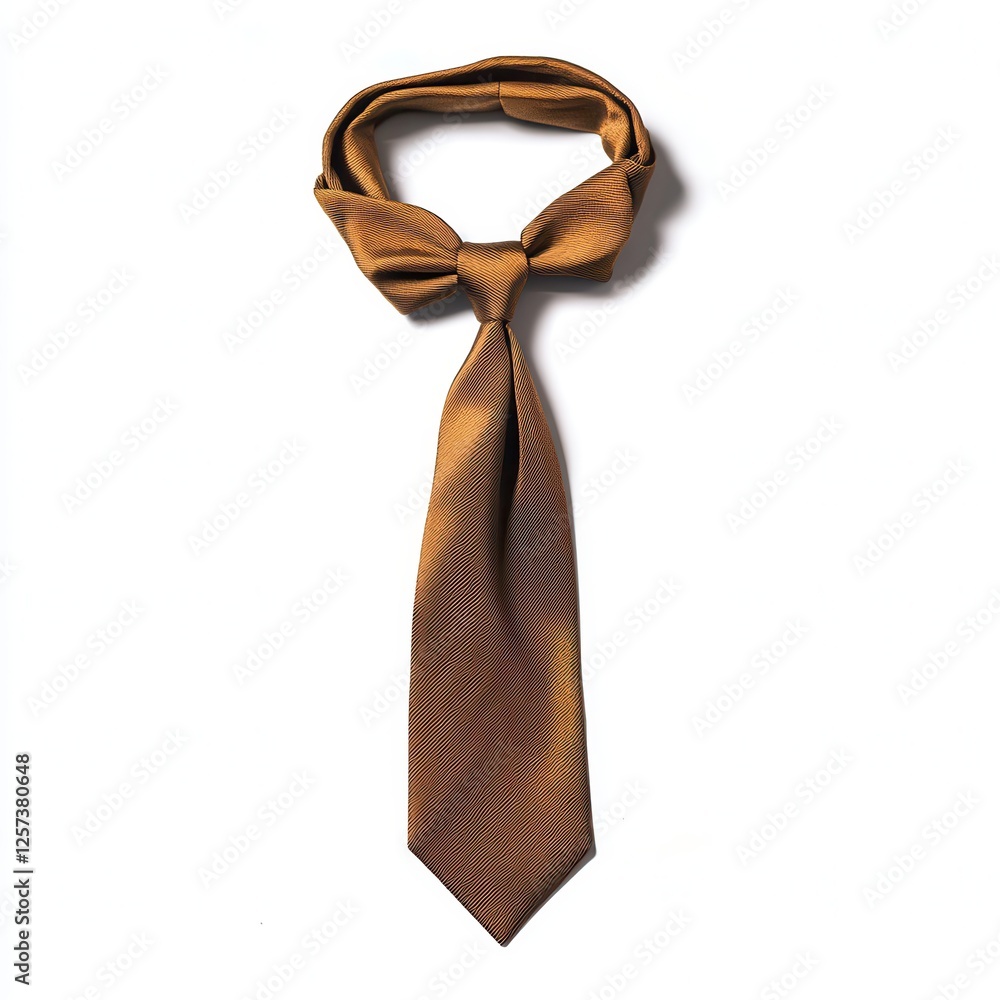 Gold necktie knotted, studio shot, white background, fashion Gold necktie knotted, studio shot, white background, fashion