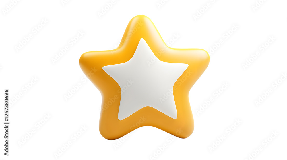 Shiny 3D Star Icon on White Background Shiny 3D Star Icon on White Background
