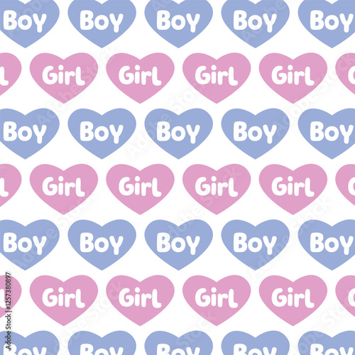 Seamless pattern with hearts. Background for gender reveal party. Surprise for future parents.