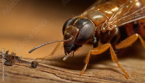 Wallpaper Mural An extreme macro image of a termite foraging, revealing its large compound eyes, segmented body, and tiny sensory hairs in a warm, earthy environment Torontodigital.ca