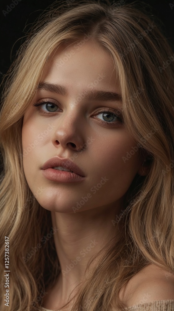 A beautiful girl blond hair and brown eyes , portrait fashion image. A beautiful girl blond hair and brown eyes , portrait fashion image.