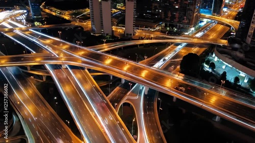 Night View of a Busy Overpass